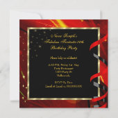 Invitation Célébration Champagne Abstrait Rouge Or Fête 3 (Dos)