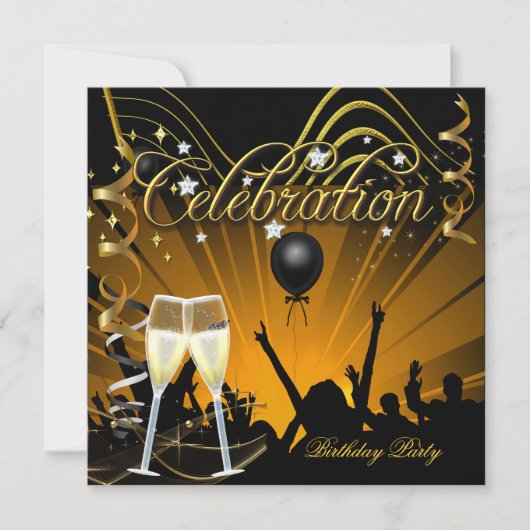 Invitation Célébration Champagne Doré Anniversaire Soirée Dan (Devant)