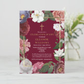 Invitation Célébration chrétienne de la vie Bourgogne Florale (Debout devant)