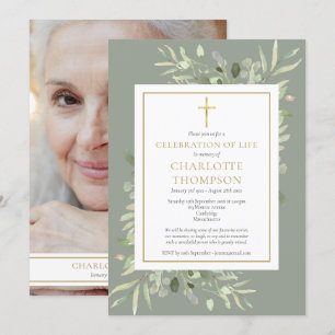 Invitation Célébration chrétienne de la vie en verdure sage P