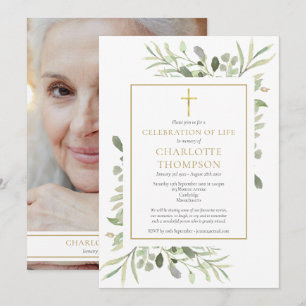 Invitation Célébration chrétienne de la vie Fleurs funéraires