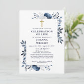 Invitation Célébration Chrétienne de la Vie Florale Bleue Fun (Debout devant)