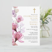 Invitation Célébration chrétienne de la vie funéraire florale (Debout devant)