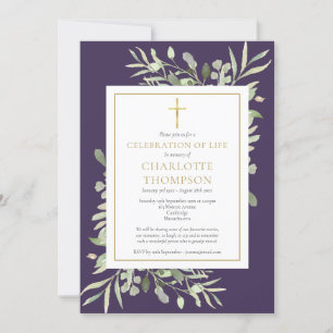 Invitation Célébration chrétienne de la vie funéraire Or Pour
