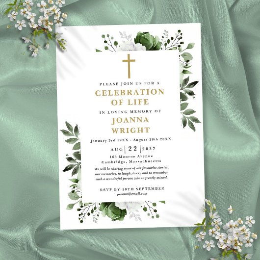 Invitation Célébration Chrétienne Florale Verte De La Vie Fun