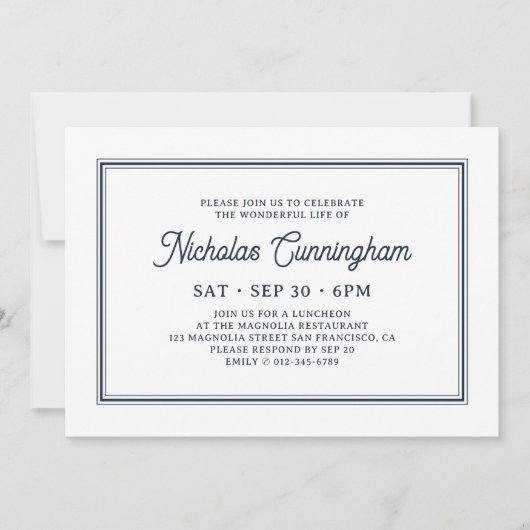 Invitation Célébration Classique De La Vie (Devant)