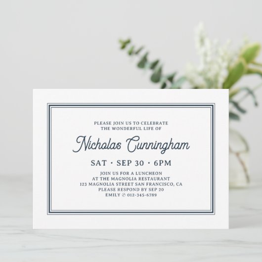 Invitation Célébration Classique De La Vie (Debout devant)