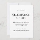 Invitation Célébration Classique De La Vie En Gris Avec Photo (Dos)