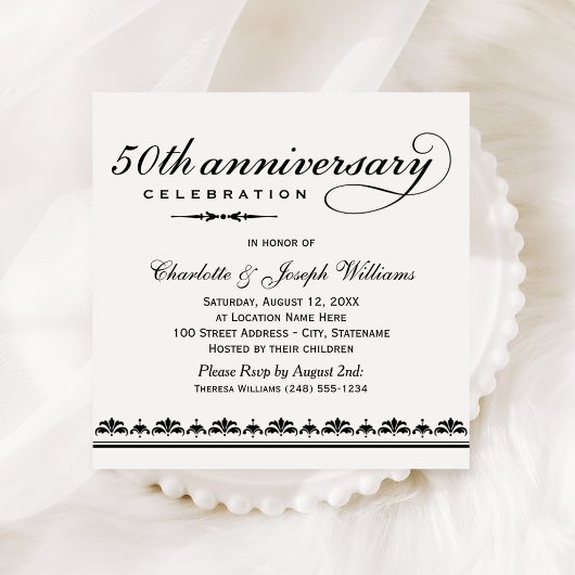 Invitation Célébration classique du 50e anniversaire de maria