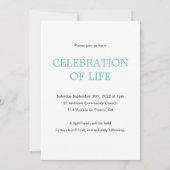 Invitation Célébration Classique Turquoise De La Vie Avec Pho (Dos)