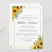 Invitation Célébration commémorative de la vie Fleurs de sole (Devant / Derrière)