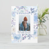 Invitation Célébration commémorative de la vie Rose bleu coli (Debout devant)