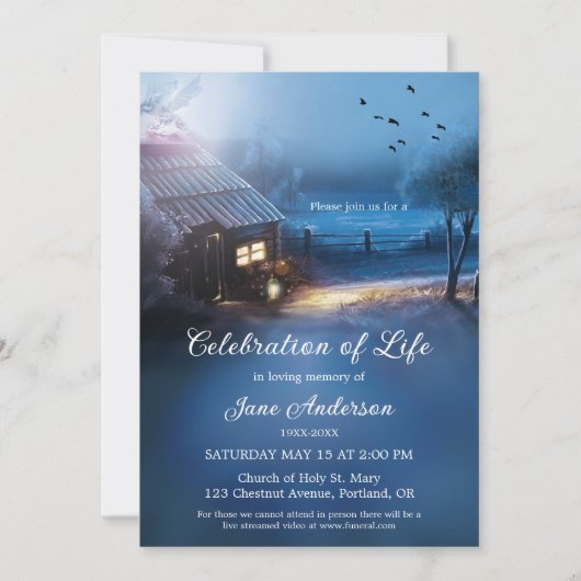 Invitation Célébration commémorative illustrée de la vie  (Devant)