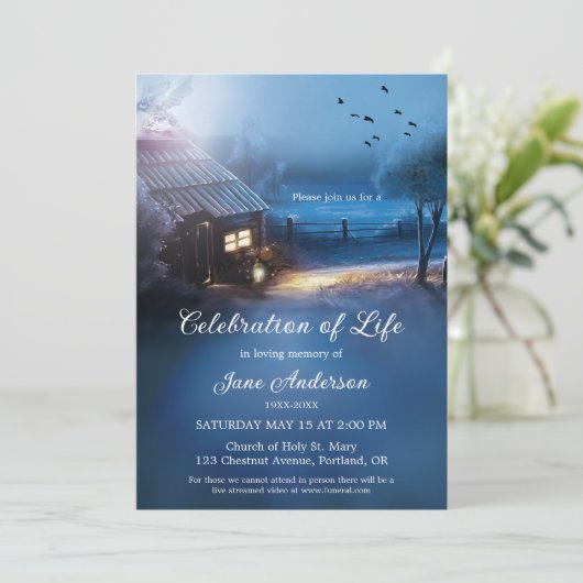 Invitation Célébration commémorative illustrée de la vie  (Debout devant)
