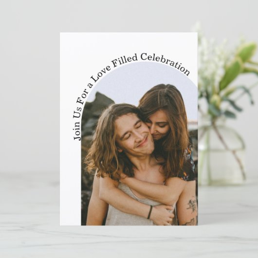 Invitation célébration d'amour minimum arche 2 photos mariage (Debout devant)