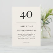 Invitation Célébration d'anniversaire 40 ans Classique Noir & (Debout devant)