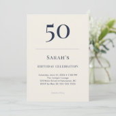 Invitation Célébration d'anniversaire 50 ans Classic Navy & C (Debout devant)
