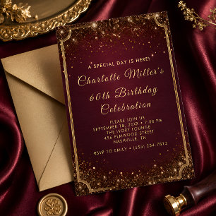 Invitation Célébration d'anniversaire 60 ans paillettes Bourg