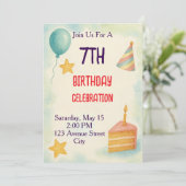 Invitation Célébration d'anniversaire à l'aquarelle (Debout devant)