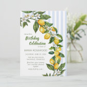 Invitation Célébration d'anniversaire à l'aquarelle de citron (Debout devant)
