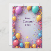 Invitation Célébration d'anniversaire avec ballons (Dos)