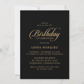 Invitation Célébration d'anniversaire classique noir et or (Devant)
