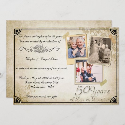 Invitation Célébration d'anniversaire de 50 ans (Devant / Derrière)