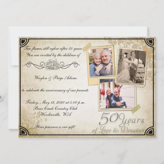 Invitation Célébration d'anniversaire de 50 ans (Devant)