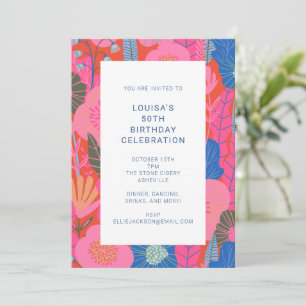 Invitation Célébration d'anniversaire de 50 ans avec des fleu