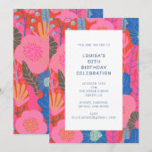 Invitation Célébration d'anniversaire de 50 ans avec des fleu (Devant / Derrière)