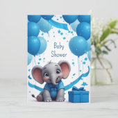 Invitation Célébration d'anniversaire de bébé éléphant 🐘 (Debout devant)