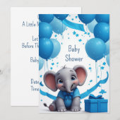 Invitation Célébration d'anniversaire de bébé éléphant 🐘 (Devant / Derrière)