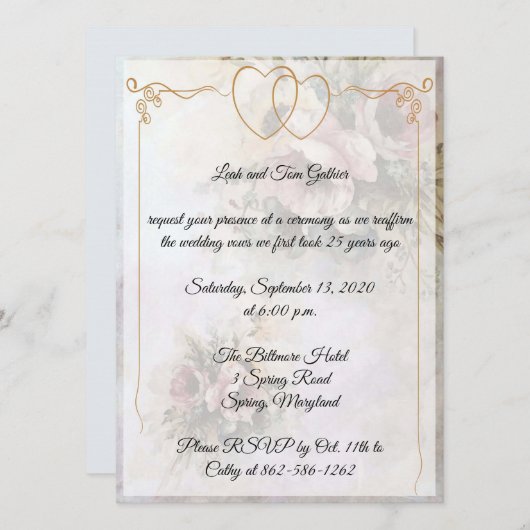 Invitation Célébration d'anniversaire de cœur double (Devant / Derrière)