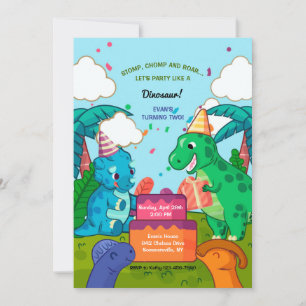 Invitation Célébration d'anniversaire de dinosaure