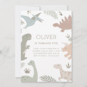 Invitation Célébration d'anniversaire de dinosaure Boho pour (Devant)