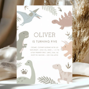 Invitation Célébration d'anniversaire de dinosaure Boho pour