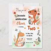Invitation Célébration d'anniversaire de dinosaures Aquarelle (Devant)