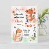Invitation Célébration d'anniversaire de dinosaures Aquarelle (Debout devant)