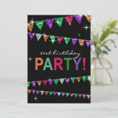 Invitation Célébration d'anniversaire de drapeaux de fanion (Debout devant)