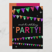 Invitation Célébration d'anniversaire de drapeaux de fanion (Devant / Derrière)