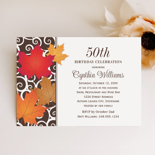 Invitation Célébration d'anniversaire de feuilles d'automne é
