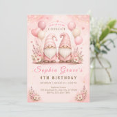 Invitation Célébration d'anniversaire de gnome rose (Debout devant)