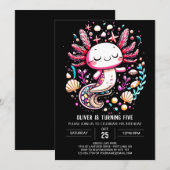 Invitation Célébration d'anniversaire de l'océan Axolotl numé (Devant / Derrière)