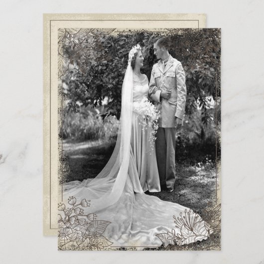 Invitation Célébration d'anniversaire de mariage à motif flor (Devant / Derrière)