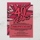 Invitation Célébration d'anniversaire de mariage de rubis 40e (Devant / Derrière)