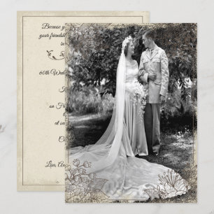 Invitation Célébration d'anniversaire de mariage floral vinta