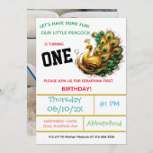 Invitation Célébration d'anniversaire de Peacock - 1 an! (Devant / Derrière)