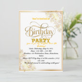 Invitation Célébration d'anniversaire dorée ! (Debout devant)