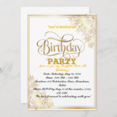 Invitation Célébration d'anniversaire dorée ! (Devant / Derrière)