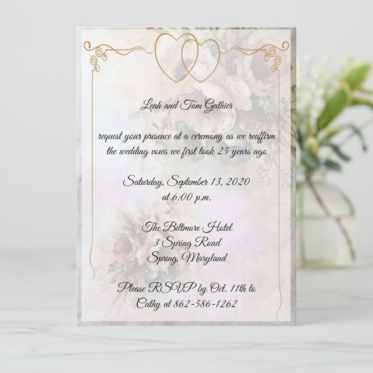 Invitation Célébration d'anniversaire Double Cœur (Debout devant)